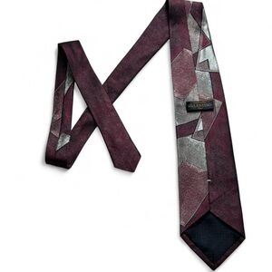 Valentino Burgundy Geometric silk Tie